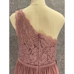 Azazie Demi One Shoulder Dress Lace Bodice Formal Gown Bridesmaid Mauve Size A10 Photo 3