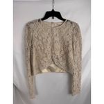 Guess  Lace Crop Top Long Sleeve Pearl‎ Oyster Multi Waist Tie XL Photo 8