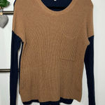 Madewell Long Sleeve Color Block Brown Navy Crew Neck Sweater Size Small Photo 0