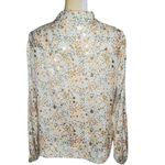 LC Lauren Conrad Long Sleeve Blouse with Flowers Orange, Green, and Shiny Gold L Photo 1