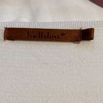 Bellini Ribbed Form Fitting White Cardigan with Gold Accents Photo 3