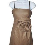 Lucy Paris Lucy & Co. Faux Leather Dress Strapless Rosette Cocktail Taupe Size Small NWT Photo 0