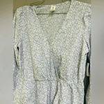 Abound  dress Med Long Sleeve Lavender Floral Ruffle Surplice Mini Dress Photo 7