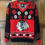 Chicago Blackhawks NHL Ugly Christmas Sweater Official V Neck Women's Size M Black Size M Photo 0
