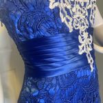 JJ's House JJ’S House Blue And White Sequined formal Prom dress. Photo 5