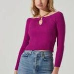 ASTR The Label Philippa Chain Strap Stretchy Sweater Fuchsia Ribbed Chain Sz M Size M Photo 1