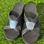 Crocs Sanrah Hammered Metallic Disc Wedge Sandals Size 9 Photo 0