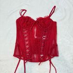 Victoria's Secret Victoria’s Secret Dream Angels Wicked Unlined Lace Push-up Corset Bra Small Red Photo 1