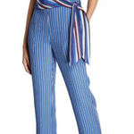 Rag and Bone  Womens Spaghetti Strap V‎ Neck Striped Silk Jumpsuit Blue Size 2 Photo 0