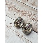 Vintage Clip On Earrings Black Center Oval Fancy Two Tone Halo Photo 2