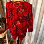 Pioneer Woman dark pink floral knit top shirt blouse 3/4 length sleeve v Photo 3