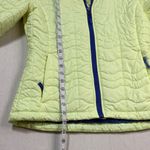 The North Face  Women's Quilted Puffer Jacket - Pale Yellow with Blue Trim Photo 4