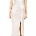 Eliza J Silver Surplice Evening Gown NWT Size 10 Maxi Dress Glam Photo 8
