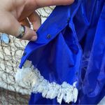 Vintage Victorian Shakespeare Style blue sateen and lace puff sleeve dress Size XS Photo 8
