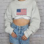 Hanes Retro God Bless America Cropped Sweatshirt Photo 1