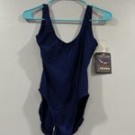 Jantzen  Navy Ribbed One Piece Swimsuit Vintage Deadstock NEW Sz 12 Photo 0