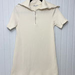 ZARA  Sweater Dress Ivory Short Sleeves Quarter Zip Ribbed Knit Size Size M Photo 0