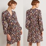 Boden • Button Through Jersey Dress mini empire waist floral cotton modal Blue Size 2 Photo 12