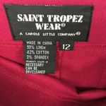 Saint Tropez West Saint Tropez Deep Pink Linen Skirt Beads Sz 12 Photo 4
