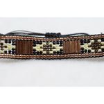 Artisan Handmade Woven Gold Metalic/Black/White Beaded Rope Bracelet Like New Photo 2