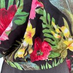 Farm Rio  WOMENS PERITE OPEN BACK Floral Black Top with Striped Sleeves Photo 2