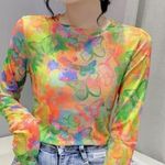 Butterfly print mesh tops Size M Photo 1