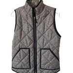J.Crew  Gold Hardwear Flannel Puffer Vest Black Cream Size XS Photo 0
