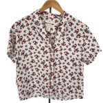 Cynthia Rowley Mini Floral Button Down Linen White Collared Blouse Photo 2