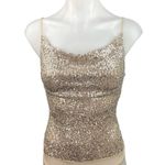 NEW Chocolate Gold Sequin Metallic Embellished Sleeveless Cami Bodysuit Size M Size M Photo 0