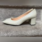 AGL Croc Embossed Off White Block Heel Leather Pumps Women’s 7 Formal Elegant Photo 2