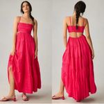 Anthropologie Let Me Be Cutout Tiered Dress Open Back Maxi Hot Pink Extra-Small Photo 1