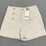ZARA NWT  Sailor Shorts Women XS Cream Gold Button High Waist Photo 0
