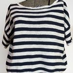 Madewell Navy White Stripe Cotton Blend Sweater Women’s S Boat Neck Boxy Knit Photo 0