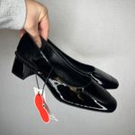 Cider Black Patent Leather Square Toe Slingback Block Heel Shoes Size 41 Photo 0