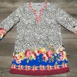 Johnny Was  Oksana Animal Swim Cover Up‎ Tunic Long Sleeves Size Medium Photo 2