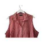 Lands' End  No Iron Supima Red Check Sleeveless Button Up Shirt Women's 20W Photo 1