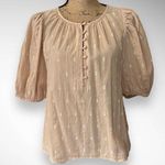 Universal Threads UNIVERSAL THREAD Women's Beige Short Balloon Sleeve Blouse Medium | EUC Photo 0