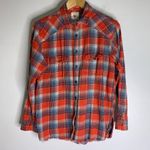 Billabong  Medium Red And‎ Blue Plaid Flannel Collar Button Down CP0129 Photo 0