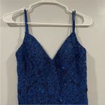 La Femme 28664 Blue Embroidered Bodice Gown FLAW Photo 4