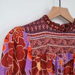 Farm Rio Sweet Floral Long Sleeve Mini Dress Smocked in Lilac Purple Red Size S Photo 5