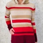 Athleta 100% cashmere lodge sweater chianti striped pullover cozy warm size XS Photo 0