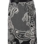 Etcetera  A-Line Skirt Black & Grey Floral Paisley Damask Print Women’s Size 4 S Photo 0