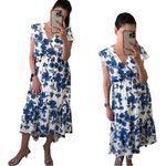 Lulus NWT Asymmetric Floral White Blue Maxi Dress Size M Photo 8