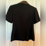 Vintage Li Na High Fashion Black Blouse with Brown Flower Details, Size Small Photo 9