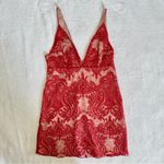 Free People  Night Shimmers Red Mini V Neck Dress size 0 Photo 2