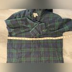 L.L. Bean Size XS Blue Green Cotton Flannel Full Zip Hoodie Pockets Long Sleeve Photo 9
