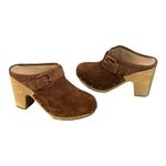Veronica Beard  Dacey Suede Wooden Heeled Mules Pecan Size 11 NEW Photo 2