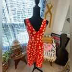 ASOS Women’s Red Floral V-Neck Sleeveless Dress 90’s Daisy Print Sundress Retro Photo 1