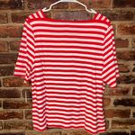 Talbots NWT  Red White Striped Square Neck Short Sleeve Shirt Size XLP Petite XL Photo 4