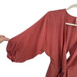 Anthropologie  Puff Sleeve Wrap Mini Dress Linen Blend Rose Pink Womens Size 8 Photo 2